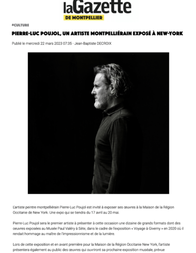 "Pierre-Luc Poujol, un artiste montpelliérain exposé à New-York", mars 2023